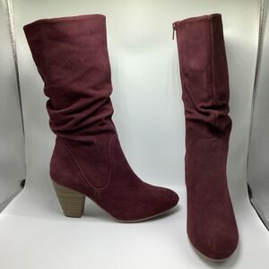 Sonoma Womens Mid Calf Faux Suede Slouchy Boots Sketchburgundy 9.5 med